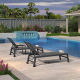 PURPLE LEAF Outdoor Aluminum Chaise Lounge with Wheels and Side Table for Outdoor Backyard Poolside