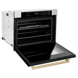 ZLINE 30" Autograph Edition Professional True Convection Single Wall Oven, Air Fry, Self Clean, White Matte, Champagne Bronze WASZ-WM-30-CB