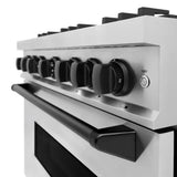 ZLINE 36" Dual Fuel Range, Gas Cooktop, Electric Convection Oven Stainless Steel, Matte Black CDRZ-36-MB