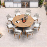 PURPLE LEAF Round & Rectangle Outdoor Dining Table HPL Aluminum Tabletop Modern Dining Table for Deck Kitchen