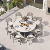 PURPLE LEAF Round Patio Dining Set with Aluminum Frame and Wicker Rattan Dining Chair with Comfortable Cushions for Deck Porch Kitchen Outdoor