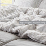 Long Faux Fur Comforter Mini Set, Grey