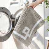 High Pile Bordered Bathroom Rug, Grey