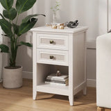 Wholesale Farmhouse Nightstand, Boho Bedside Table with 2 Drawers