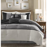 Palizzate Suede 7PC Comforter/6PC Duvet Cover Set, Black