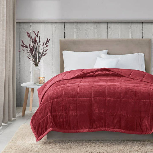 Plush Heiq Smart Temperature Down Alternative Blanket, Red