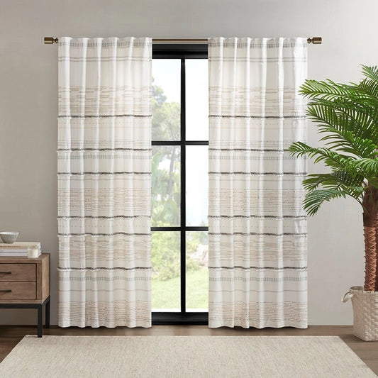 Textured Boho Stripe Window Curtain