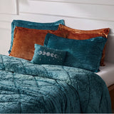 Crushed Velvet 4-Piece Comforter or Duvet Cover Set, Teal