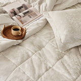 Velvet Quilted Diamond Comforter Set, Champagne