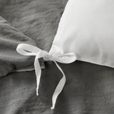 Grid Pattern Soft Washed Pleated Duvet Cover Set, Grey