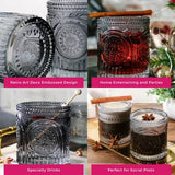 10oz Smoke Grey Ribbed Floral Glass Set of 6