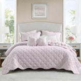 Vintage Inspired Floral Microfiber Quilt Set, Pink