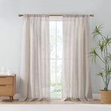 Linen Blend Light Filtering Curtain Panel Pair, Natural