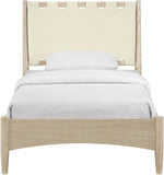 Santos - Vegan Leather Headboard And Wood Bed - Waxed Natural Frame