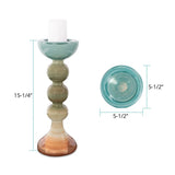 Capri Stripe Glass Candle Holder- Tall
