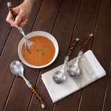 French Home Laguiole Set of 4 Tortoise Shell Soup Spoons