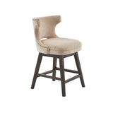 Open Back Winged Swivel Counter Stool, Beige