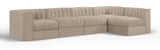 Rummi - Velvet Performance Fabric Upholstered 5 Piece Modular Sectional, L-Shaped (Right)