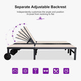 PURPLE LEAF Outdoor Chaise Lounge Chairs Set Recliner Aluminum Adjustable Chair with Wheels and Table for Poolside Beach Patio Reclining Sunbathing Lounger