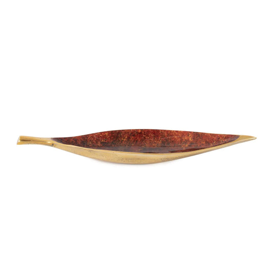Sharma Crimson Gold Shallow Leaf Bowl- Small