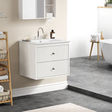 24'' Bathroom Vanity with Sink, 2 Fluted Drawers