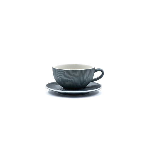 Marlin Stoneware Cup & Saucer Set, Grey, 9 oz