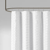 Geometric Tufted Shower Curtain, White