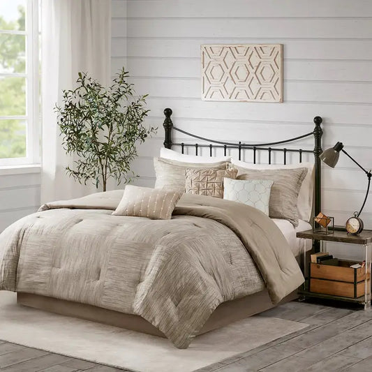 7 Piece Printed Seersucker Comforter Set