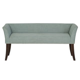 49.5" Low Back Flared Arms Upholstered Bench, Light Blue
