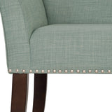 49.5" Low Back Flared Arms Upholstered Bench, Light Blue
