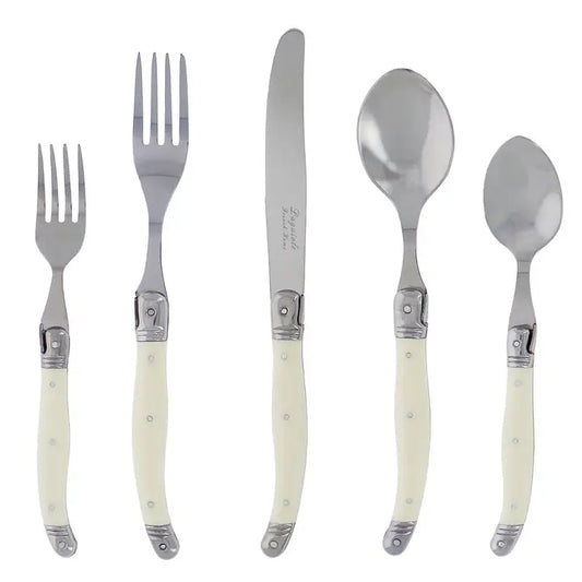 Laguiole 20-Piece Stainless Steel Flatware Set, Faux Ivory