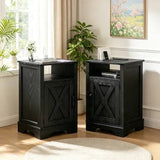 Farmhouse Nightstand Set of 2 with Charging Station