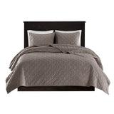 Velvet 3-Piece Quilt Set, Taupe