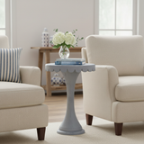 Scalloped Round Drink Table Light Blue