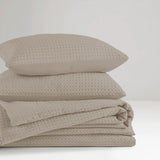Waffle Weave Textured All Season Comforter Set, Neutral