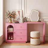 Extendable Vanity Desk 3 Drawer, 1 Door & 2 Door, Pink