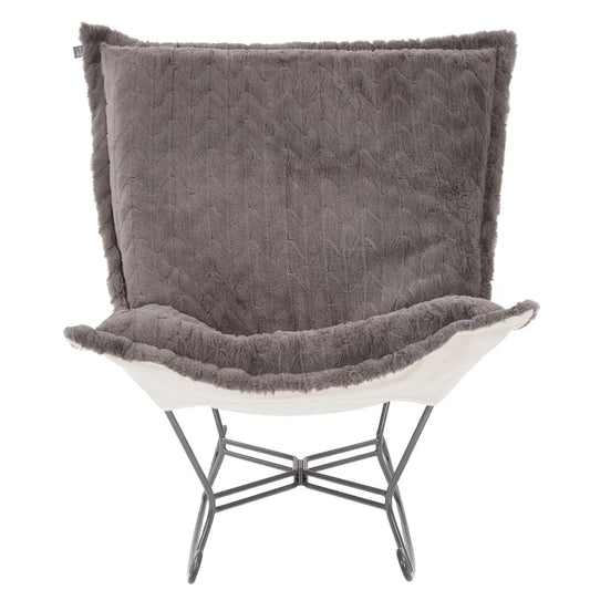 Scroll Puff Rocker Angora Stone