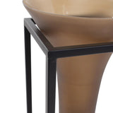 Bronze Euler Drop Vase with Black Iron Stand- Large