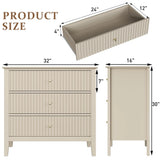 Large Fluted 3 Drawer Dresser, Modern Nightstand Cabinet