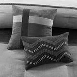 Palizzate Suede 7PC Comforter/6PC Duvet Cover Set, Black