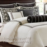 Meander Embroidery Border Oversized Comforter Set, White