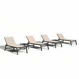 PURPLE LEAF Outdoor Aluminum Chaise Lounge with Wheels and Side Table for Outdoor Backyard Poolside