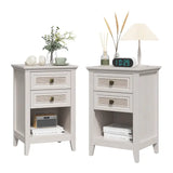 Wholesale Farmhouse Nightstand, Boho Bedside Table with 2 Drawers