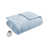 Heated Plush Electric Bedding Blanket, Light Blue