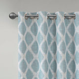 Ikat Blackout Patio Window Curtain, Aqua Blue