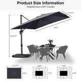 PURPLE LEAF Patio Outdoor Large Umbrella Square and Rectangular Cantilever Yard Sun Umbrellas
