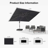 PURPLE LEAF Hailar Deluxe Aluminum Patio Umbrella with Base, Square and Rectangular Umbrella
