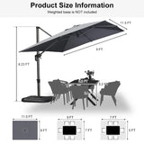 PURPLE LEAF Patio Outdoor Large Umbrella Square and Rectangular Cantilever Yard Sun Umbrellas