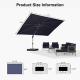 PURPLE LEAF Hailar Deluxe Aluminum Patio Umbrella with Base, Square and Rectangular Umbrella