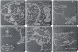 Middle Earth Map Coasters Set of 6 - Fantasy Slate Drink Coasters
